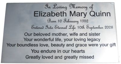 Single Thickness Stainless Steel Plaque