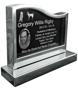 Granite Inlaid Stainless Steel Monument - Left Hand Wave