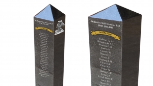 war memorial post bollard laser etched granite