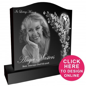 Laser etched headstone