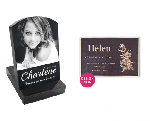 Mini headstone and Base with Bronze Plaque