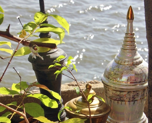 Urns by the river
