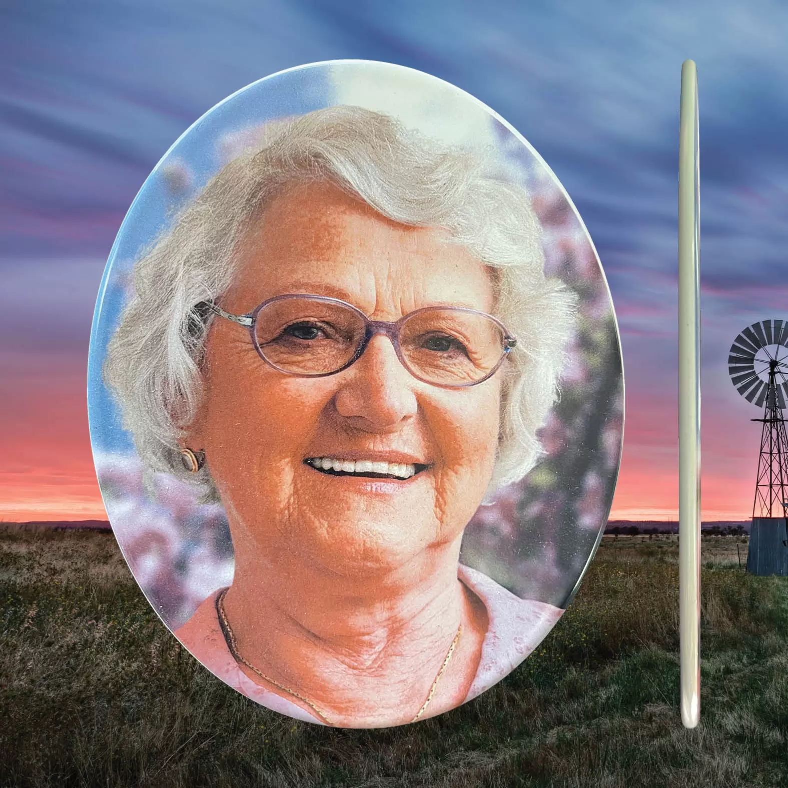 Vitreous enamel memorial image on stainless steel