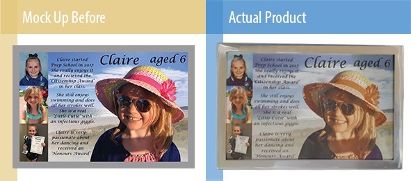 Before and After – Rivett Ceramic full colour plaque with stainless steel border