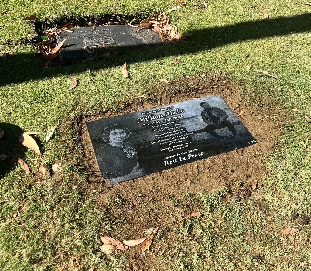 Laser etched granite plaque installed at Pinnaroo Valley Memorial Park